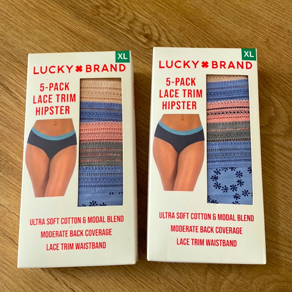 NWT 2 boxes lucky brand 5 pack lace trim hipster underwear XL